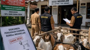 ILUSTRASI: Tim auditor Inspektorat melakukan pemeriksaan terkait dugaan penyimpangan pengadaan kambing yang bersumber dari Dana Desa (DD) di Desa Meddelan, Kecamatan Lenteng, Kabupaten Sumenep (Doc. Seputar Jatim)