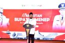 TEGAS: Bupati Sumenep, Achmad Fauzi Wongsojudo, saat memberikan sambutan pada acara Doa Sang Proklamator dalam rangka peringatan Bulan Bung Karno 2026 di Pendopo Agung Keraton Sumenep (Doc. Seputar Jatim)