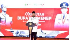 TEGAS: Bupati Sumenep, Achmad Fauzi Wongsojudo, saat memberikan sambutan pada acara Doa Sang Proklamator dalam rangka peringatan Bulan Bung Karno 2026 di Pendopo Agung Keraton Sumenep (Doc. Seputar Jatim)