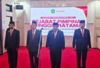 GAGAH: Prosesi pelantikan dan pengambilan sumpah empat Pejabat Pimpinan Tinggi Pratama (JPTP) di Rumah Dinas Bupati Sumenep (Doc. Seputar Jatim)