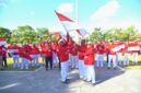 KOMPAK: Bupati Sumenep, Achmad Fauzi Wongosjudo (kiri) bersama Wabup Sumenep, Imam Hasyim (kanan) saat mengibarkan Bendera Merah Putih sebagai tanda menyambut HUT ke 81 RI (Doc. Seputar Jatin)