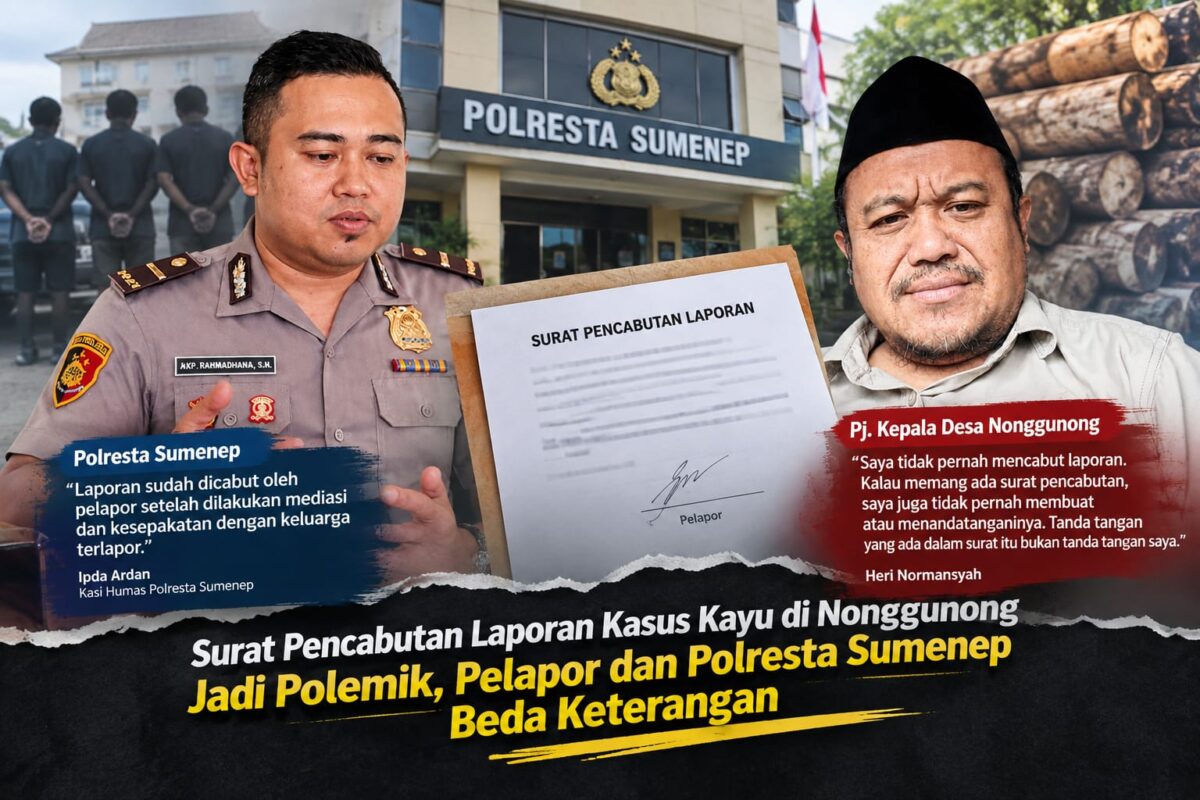 ILUSTRASI: Kasi Humas Polresta Sumenep, Ipda Ardan, dan Pj Kepala Desa Nonggunong, Heri Normansyah (Dok. Seputar Jatim)