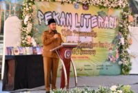 TEGAS: Bupati Sumenep, Achmad Fauzi Wongsojudo, saat memberikan sambutan pada kegiatan Pekan Literasi 2026 di SMAN 1 Sumenep (Dok. Seputar Jatim)