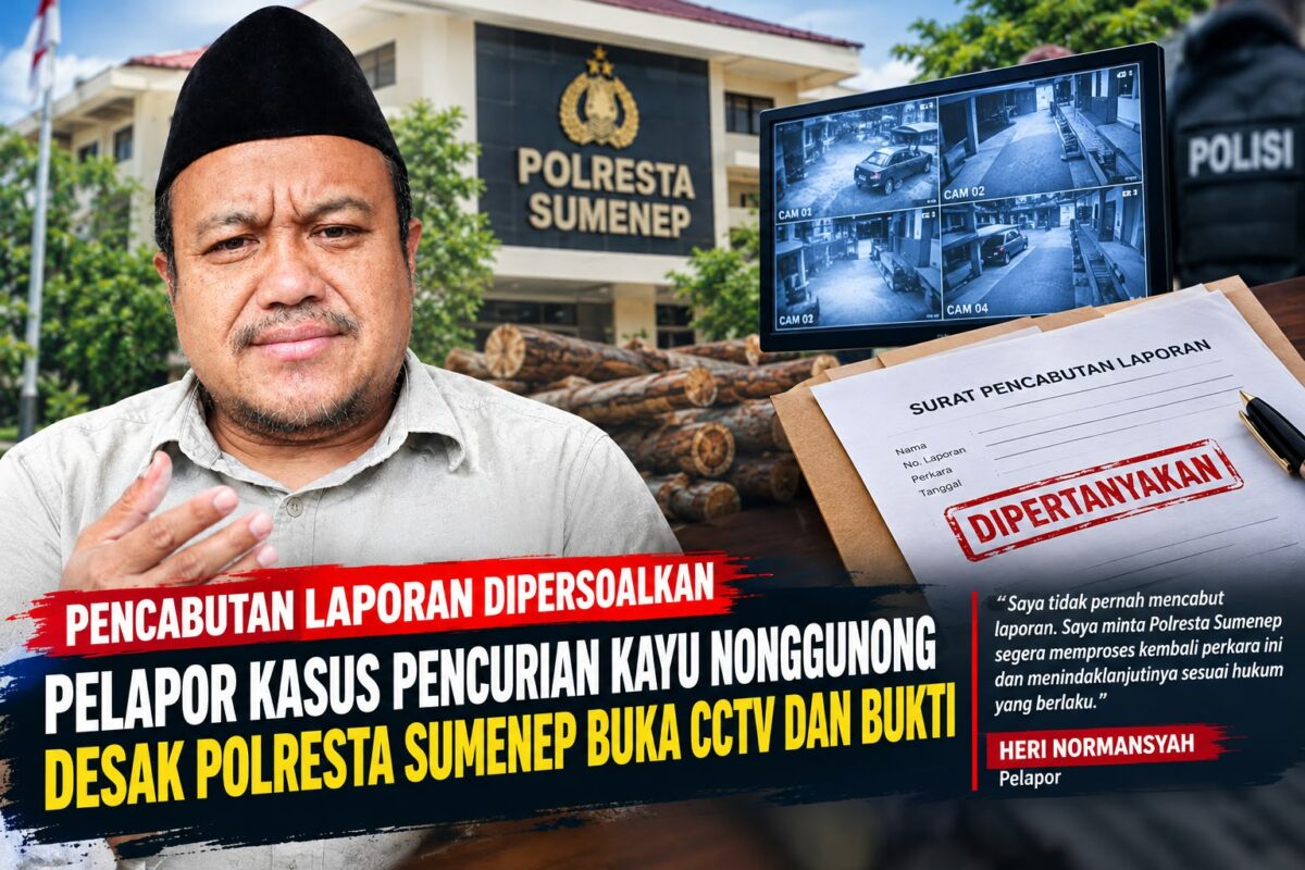 ILUSTRASI: Pelapor Heri Normansyah, mendesak Polresta Sumenep membuka rekaman CCTV dan dokumen pencabutan laporan yang disebut menjadi dasar pemulangan tiga tersangka kasus pencurian kayu (Dok. Seputar Jatim)