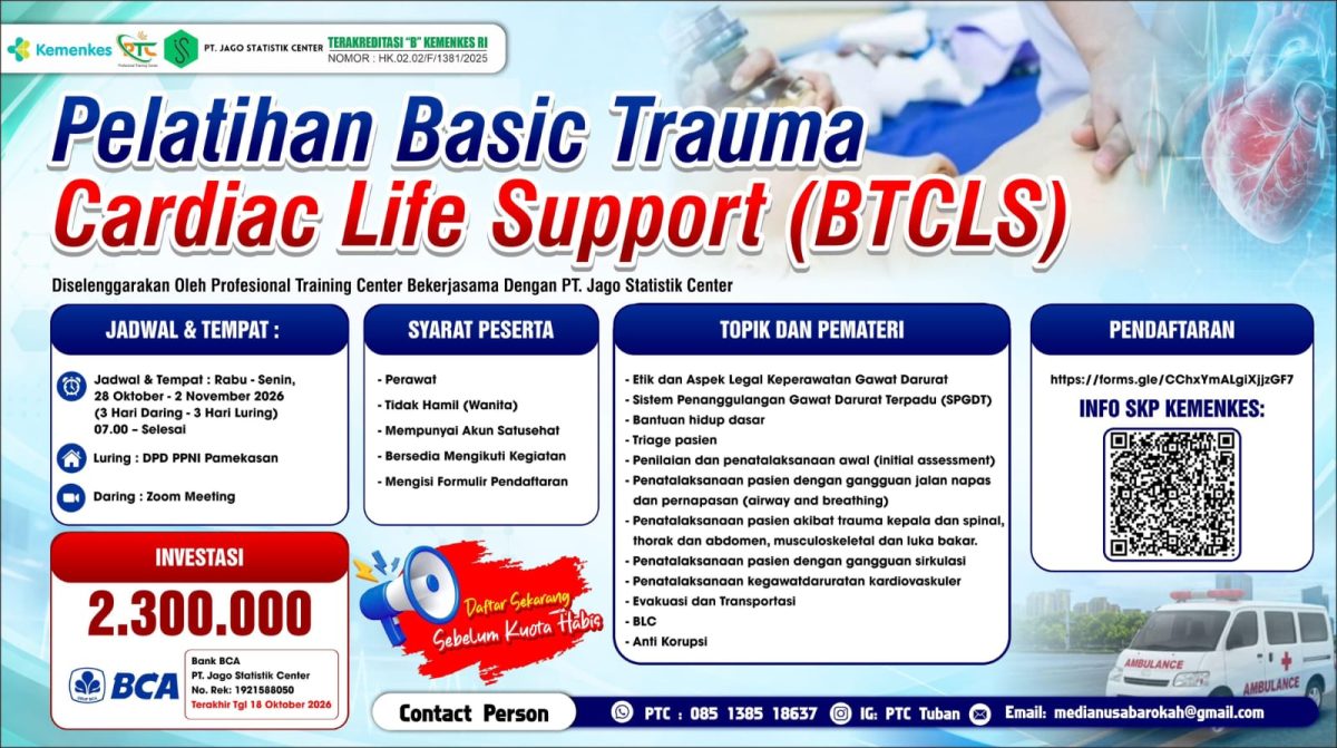 Flayer kegiatan pelatihan BTCLS untuk perawat se Madura (Dok. Seputar Jatim)